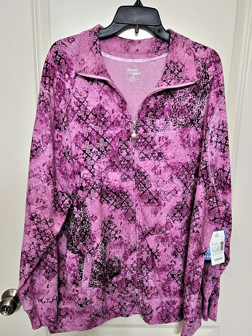 Liz&Me Abstract Zip Jacket in Pink Size 3X NWT
